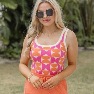 NEW Pink And Orange Sweater Tank Top, Size XS